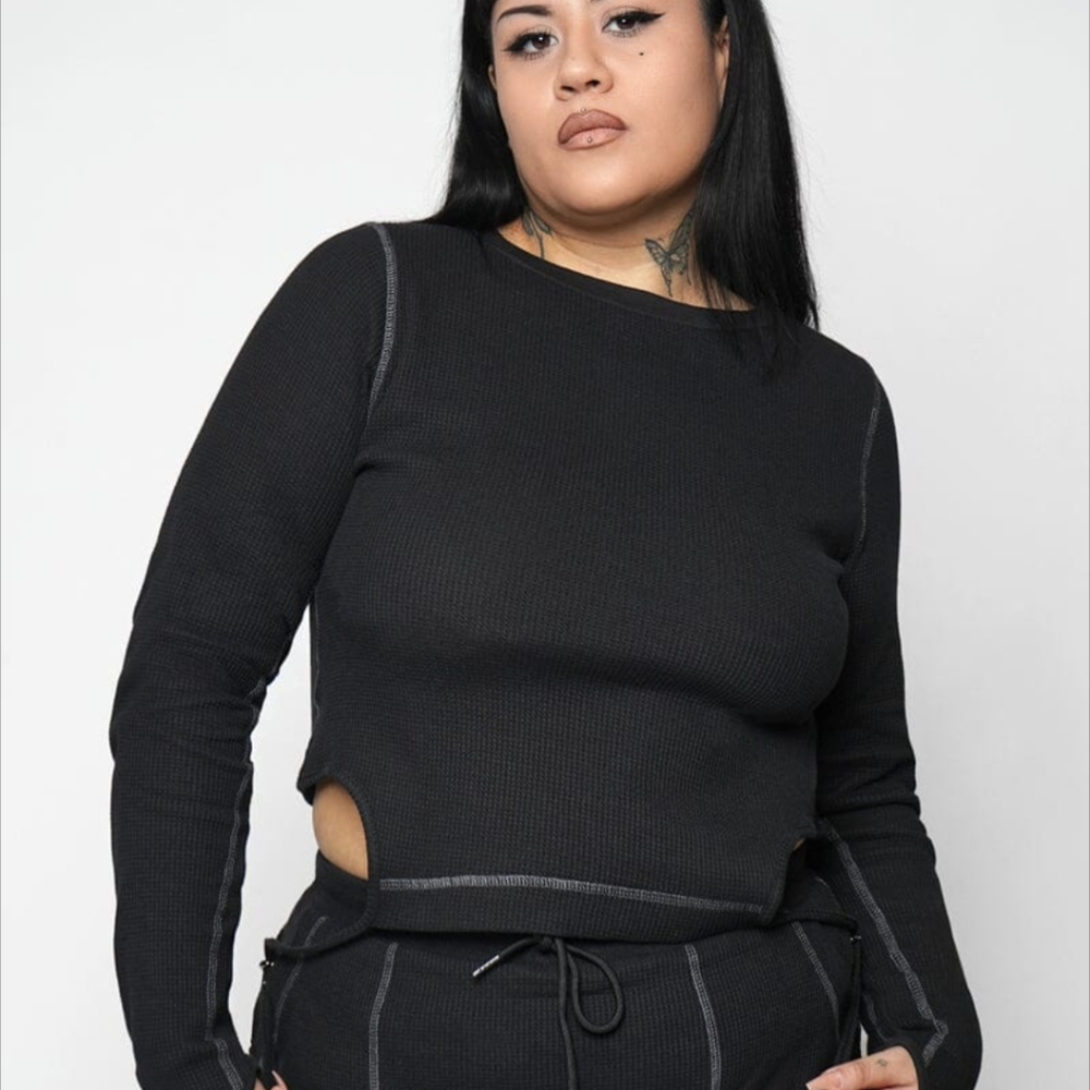 Stylish Black Long Sleeve Women's Sweatshirt